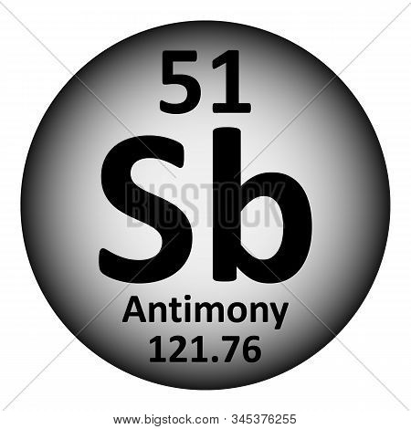Periodic Table Element Antimony Icon On White Background. Vector Illustration.