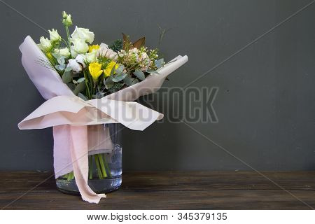 The Original Bouquet In Vintage Style On A Dark Background, Selective Focus