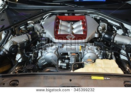Pasay, Ph - Nov. 16: 2018 Nissan Gtr Car Engine At Manila Auto Salon On November 16, 2019 In Smx Con