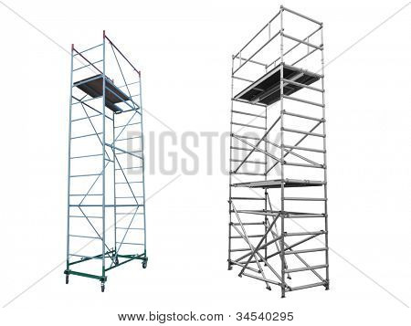 รูปของ scaffolds และยกใต้พื้นหลังสีขาว