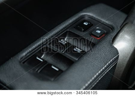 Novosibirsk, Russia - November 01, 2019:  Honda Cr-v, Close Up Of A Door Control Panel In A New Mode