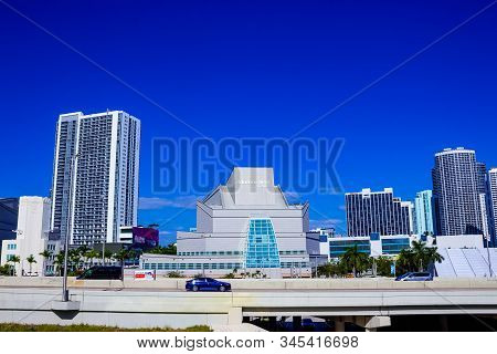 Miami, Usa - November 30, 2019: View Of The Landmark Adrienne Arsht Center For The Performing Arts O