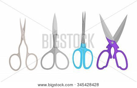 Pairs Of Scissors Isolated On White Background Vector Set