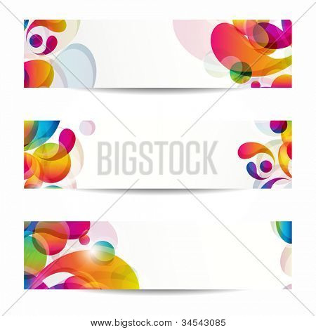 Abstract web banners with colorful arc-drop for your www design