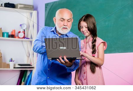Experienced Pedagogue. Online Lesson. Pedagogue Of Digital Science. Pedagogue Friendly Kind. Back To