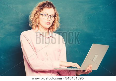 Online School. Online Course. School Teacher Notebook Chalkboard Background. Informatics And Program
