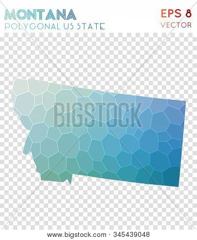 Montana Polygonal, Mosaic Style Us State Map. Alluring Low Poly Style, Modern Design For Infographic