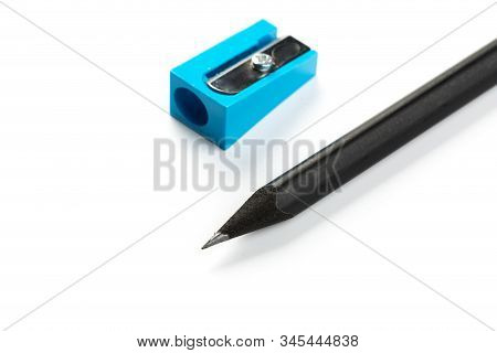 New Black Graphite Pencil Triangular Shape Isolated
On White Background