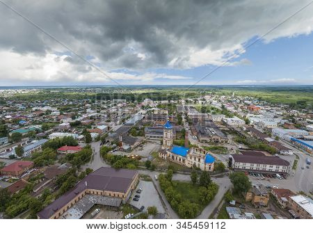 Church In Irbit City. Russia, Sverdlovsk Region, Aerial