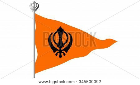 Orange Sikh Flag With The Image Of Khanda - The Main Symbol Of Sikhism, Transparent Background