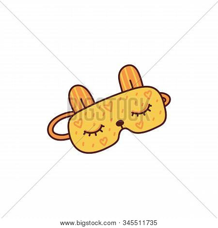Cute Yellow Sleeping Mask With Bunny Ears And Closed Eyes