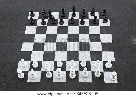 Outdoor Chess Game And Big Chequer Board