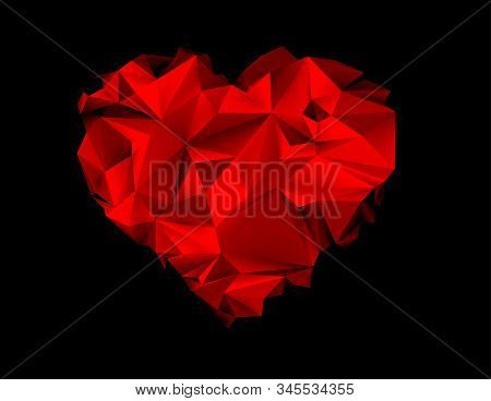 Heart Symbol From Triangles Vector Illustration. Saint Valentains Day Or Womens Day Shape.