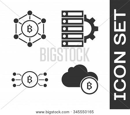 Set Cryptocurrency Cloud Mining, Blockchain Technology Bitcoin, Cryptocurrency Bitcoin In Circle Wit