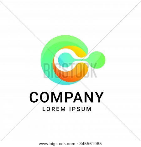 C Letter With Dot Circle Connected As Network Logo Vector