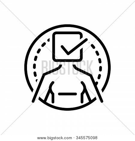 Black Line Icon For True Real Correct Accurate Precise Exact Actual