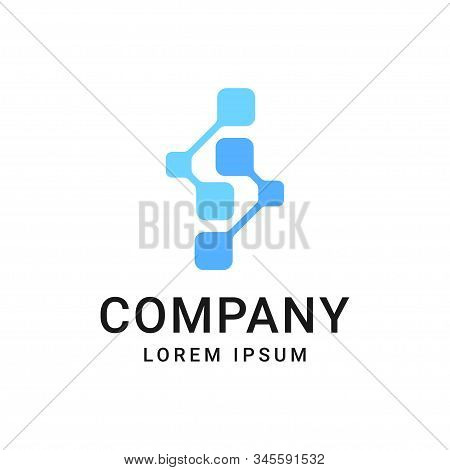 S Letter With Dot Circle Connected As Network Logo Vector