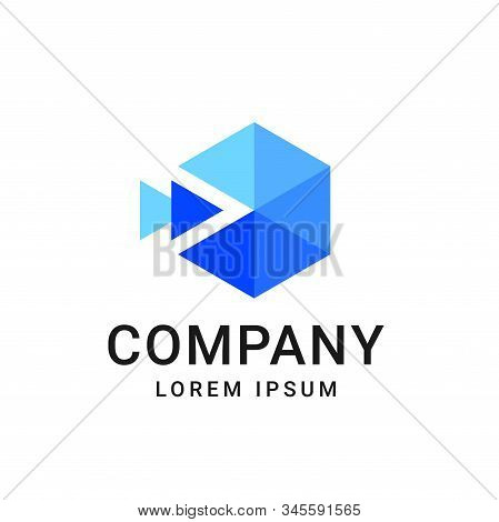 Pixel triangle geometric logo modern monogram template on white background.