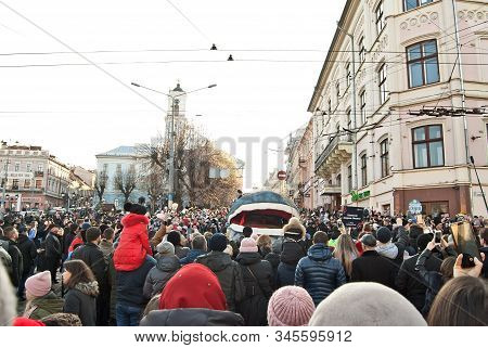 Ukraine, Chernivtsi, January 2020. Lightning Festival: 