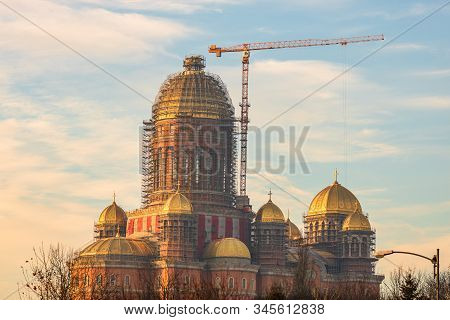 People's Salvation Cathedral (catedrala Mantuirii Neamului) Construction Site. Christian Orthodox Ca