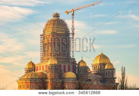 People's Salvation Cathedral (catedrala Mantuirii Neamului) Construction Site. Christian Orthodox Ca