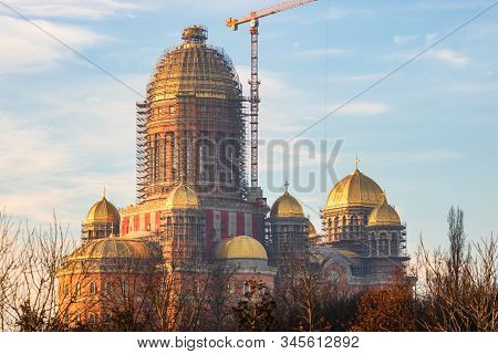 People's Salvation Cathedral (catedrala Mantuirii Neamului) Construction Site. Christian Orthodox Ca