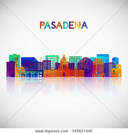Pasadena Skyline Silhouette In Colorful Geometric Style. Symbol For Your Design. Vector Illustration