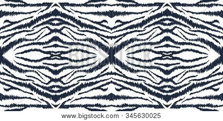 White Animal Zebra Leather Vector Seamless Pattern. Light Fur Crumpled Tiger Illustration. Acrylic A