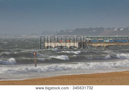 Boscombe Pier Takes A Battering In Stormy Seas.