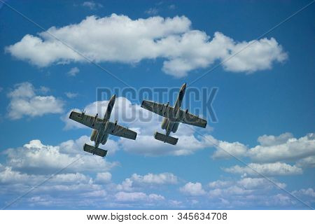 Flyover By Two A10 Warthog Fighter Planes