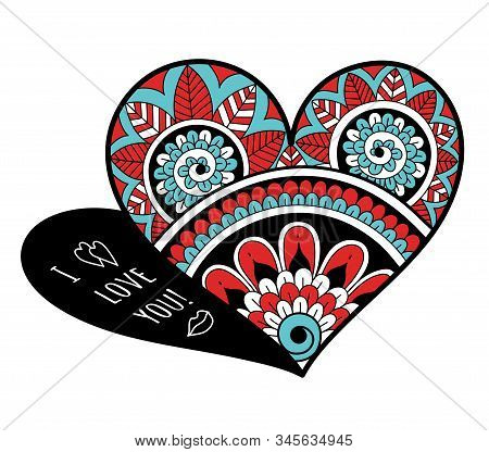 Openwork Heart For Valentines Day. Lace Decorative Hearts. Illustration For Valentines Day. Holiday 