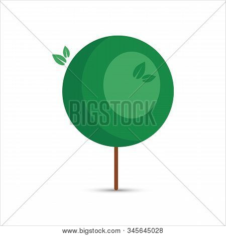Simple Tree On A White Background. Element For Ecology Or Nature Logo. Flat Style. Vector Illustrati
