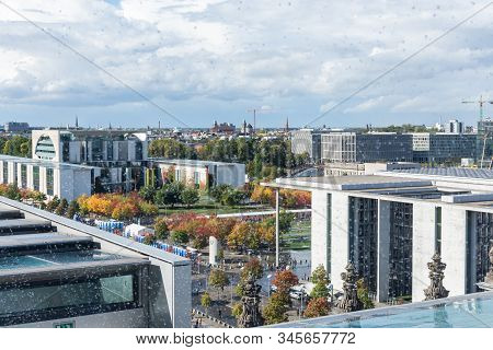 Berlin, Germany- September 28, 2019:panorama Of The City Of Berlin From The Roof Of The Bendestag Bu