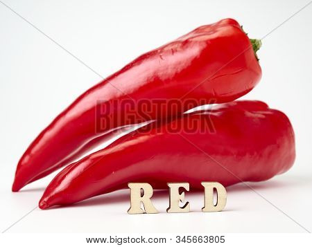 Red Sweet Pepper Of The Ramiro Variety On A White Background