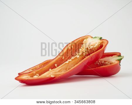 Red Sweet Pepper Of The Ramiro Variety On A White Background