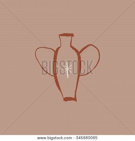 Terracotta Vase Poster Vector Modern Neutral Minimalistic Antique Clay Pottery Print