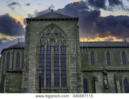 Ploermel, Brittany, France - May 30: Sunrise Over Chapel Of The Brothers Of La Mennais (chapelle Des