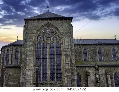 Ploermel, Brittany, France - May 30: Sunrise Over Chapel Of The Brothers Of La Mennais (chapelle Des