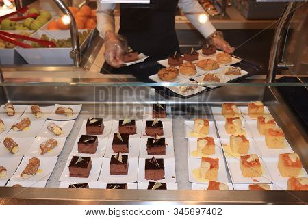 Savona, Italy - September 27th 2019: Costa Magica Selfservice Buffet, Various Sort Of Confectionery