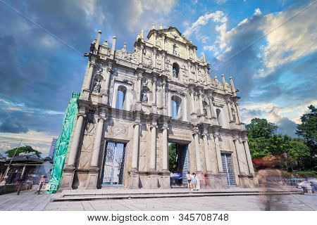 Macao, China - October 16, 2019: Front Close Up View Of The Ruins Of Saint Paul's (ruinas De Sao Pau
