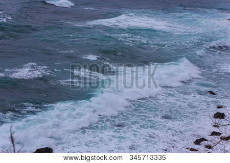 Nature Scene Image Of Ocean Wave At Jeju Island, South Korea For Background Or Wallpaper Use.