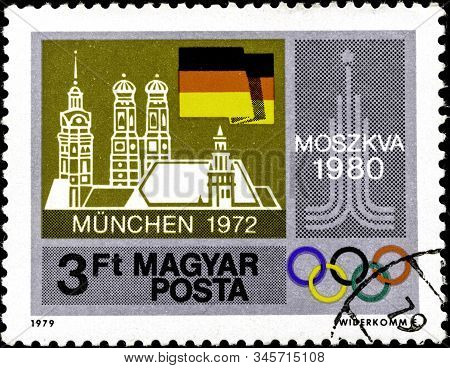 01 16 2020 Divnoe Stavropol Territory Russia Postage Stamp Hungary 1979 Pre-olympic Year 22 Summer O