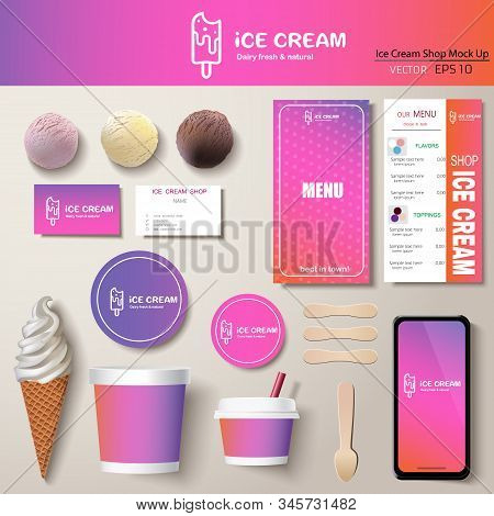 Vector Ice Cream Corporate Identity Template Design Set. Branding Mock Up.