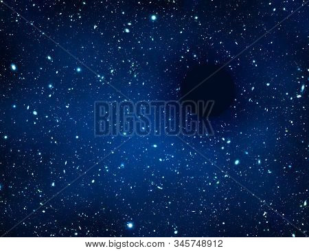 Black Hole In Universe. Wormhole And Stars In Outer Space. Blue Nebula With Mystery Hole In Deep Cos