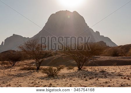 Late Afternoon Near Spitzkoppe, And Old Volcano In The Namibian Desert.