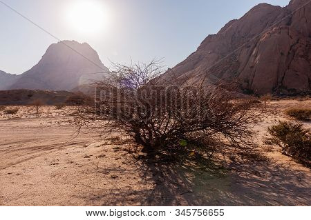 Late Afternoon Near Spitzkoppe, And Old Volcano In The Namibian Desert.