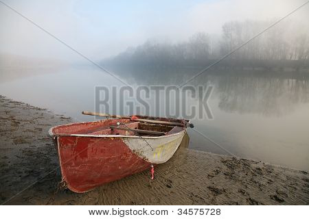 The boat on the river.