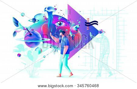 Abstract Xtreme Colorful Illustration Vr Technology Man Gamer Cyberpower Virtual Reality