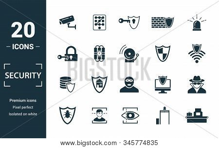 Security Icon Set. Include Creative Elements Security Camera, Deffense, Lock, Protection, Data Prote