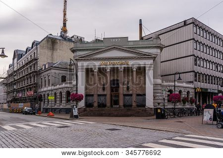 Editorial 09.01.2019 Kristiansand Norway Mcdonald's Markensgate That Is In The Old Bank Building By 